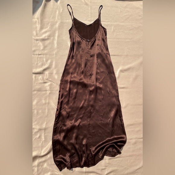 RARE Vintage United Colors Of Benetton Brown Floral Motif Slip Dress - XS - Picture 3 of 6